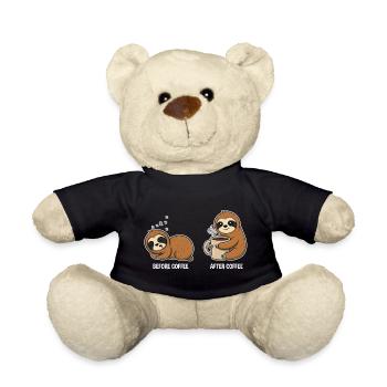 Before Coffee After Coffee – Sloths - Teddy Bear - black - Front