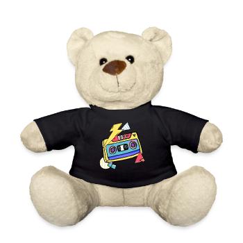 Cassette Music 80s Gift Pop Style - Teddy Bear - black - Front
