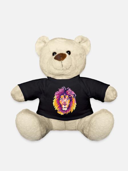 Bunte Löwen Pop Art Zeichentrick Zeichnung - Teddy - Schwarz