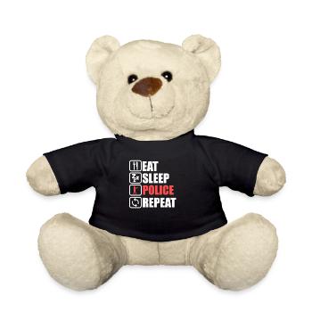 Essen schlafen Polizei wiederholen Geschenk - Teddy - Schwarz - Vorne