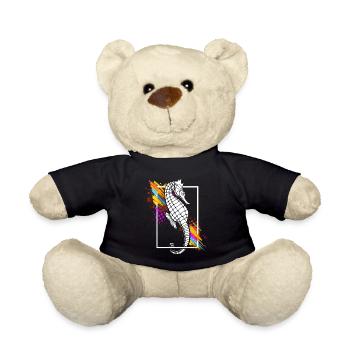 Seepferd modern Tier Fisch Meer Ozean Geschenk - Teddy - Schwarz - Vorne