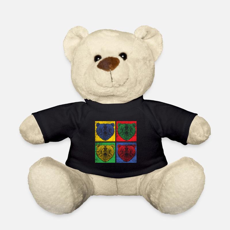Bär Pop-Art Zoo Tierpark Raubtier Bunt Wald - Teddy - Schwarz
