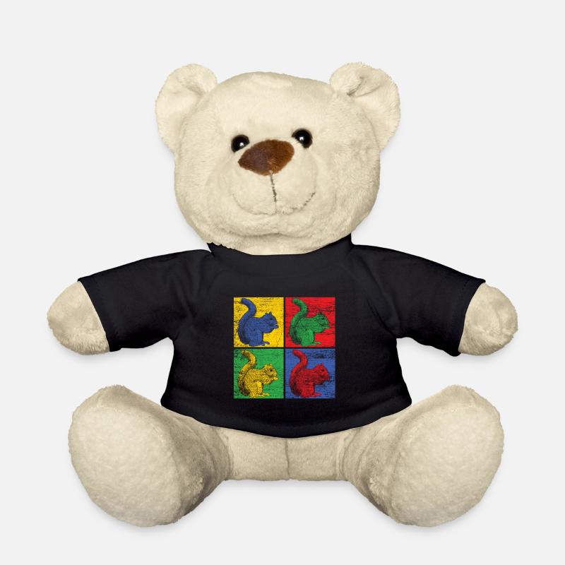 Eichhörnchen Nüsse Wald Baum Tier Geschenk vintage - Teddy - Schwarz