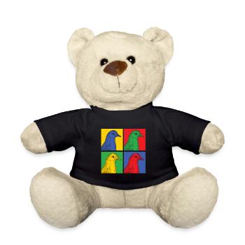 Pigeons Pop Art Bird Animal Peace Gift Peace - Teddy Bear - black - Front