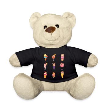 Eis Speiseeis Eiskrem Eiscreme Kugeleis Eisbecher - Teddy - Schwarz - Vorne