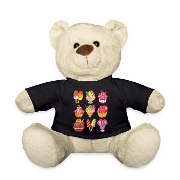 Eis Speiseeis Eiskrem Eiscreme Kugeleis Eisbecher - Teddy - Schwarz - Vorne