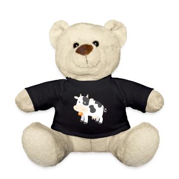 Kuh Kühe Bauer Landwirt Geschenk Cartoon Comic - Teddy - Schwarz - Vorne