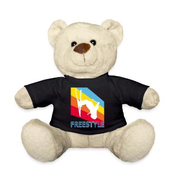 Vintage retro style skier skiing freestyle - Teddy Bear - black - Front