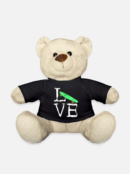 Longboards Love Skater Skatboard Gifts - Teddy Bear - black