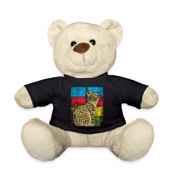 Cat Vintage Retro Cats Gift - Teddy Bear - black - Front