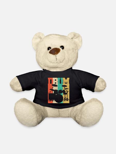 DRUM - Vintage Retro Drum Drummer Gift - Teddy Bear - black
