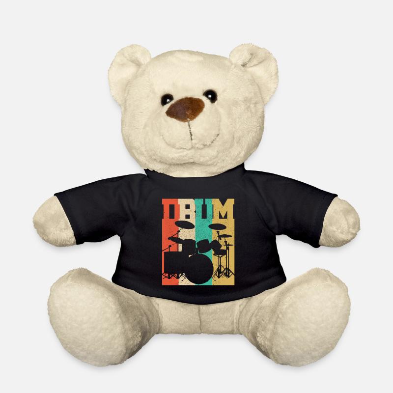 DRUM - Vintage Retro Schlagzeug Drummer Geschenk - Teddy - Schwarz