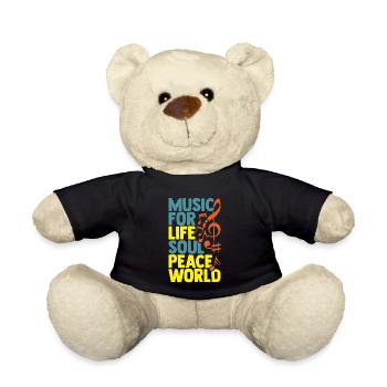 Musik fürs Leben Geschenk Frieden Welt - Teddy - Schwarz - Vorne