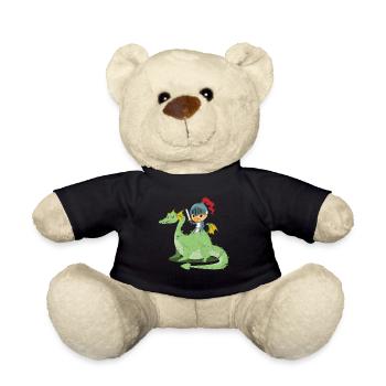 Dragon dragon knight gift child son castle - Teddy Bear - black - Front