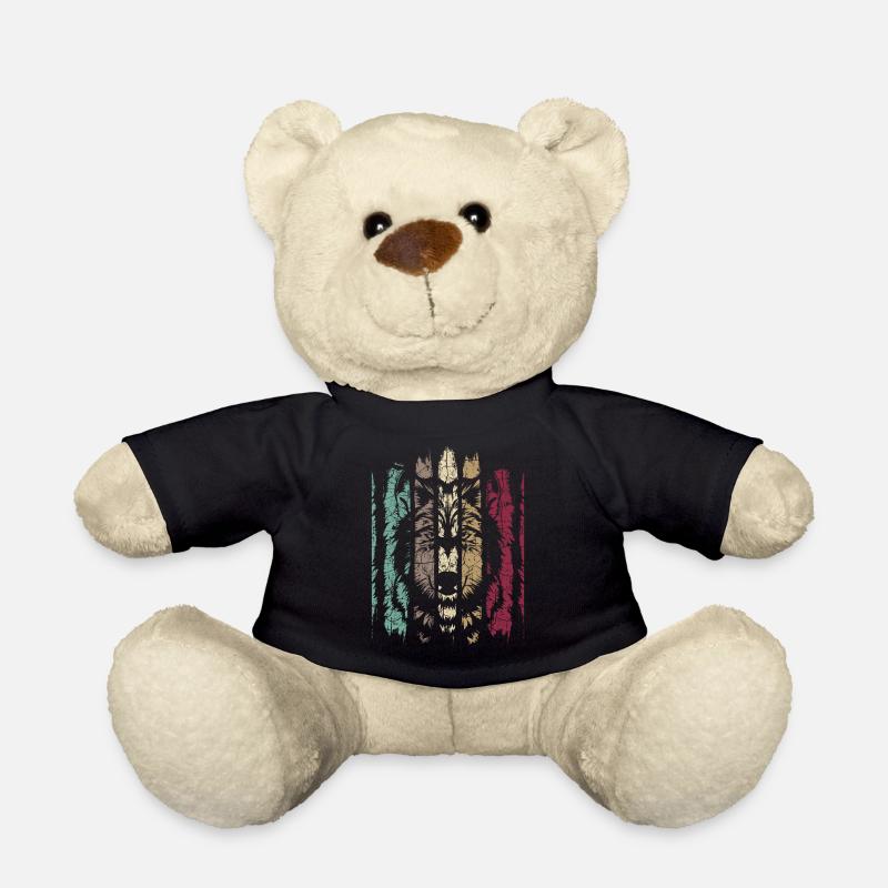 Wolf Wildlife Wolves Wilderness Retro Vintage Predator - Teddy Bear - black