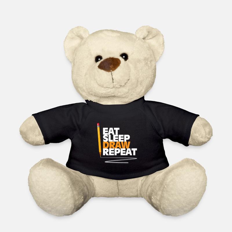 Eat Sleep Draw Repeat Gift Christmas - Teddy Bear - black