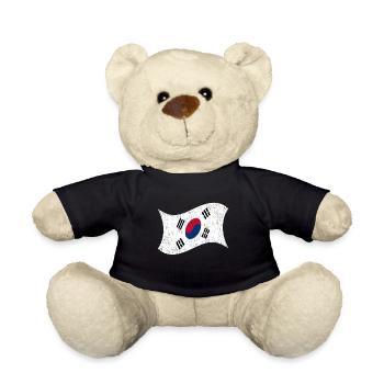 North Korea South Korea Flag Korea Asia - Teddy Bear - black - Front
