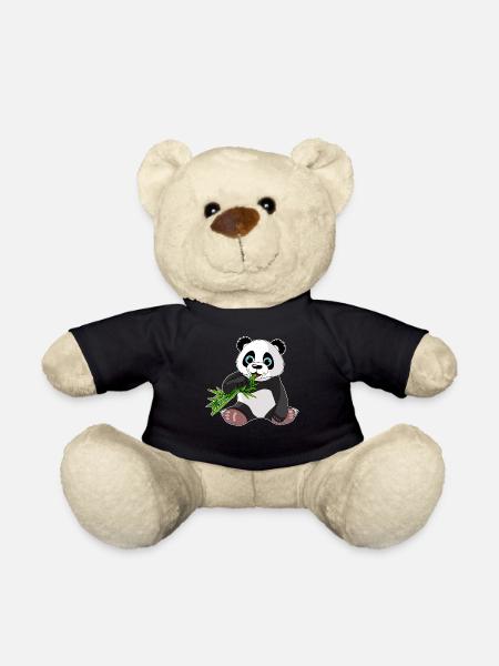süßer Panda Bär, Geschenk, Bambus,Cartoon,Niedlich - Teddy - Schwarz