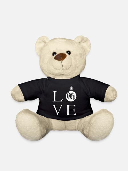 Love Christmas 2- Love Font with Nativity Scene Jesus - Teddy Bear - black