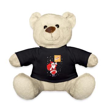 Santa Claus Christmas Santa Claus XMAS Pizza - Teddy Bear - black - Front