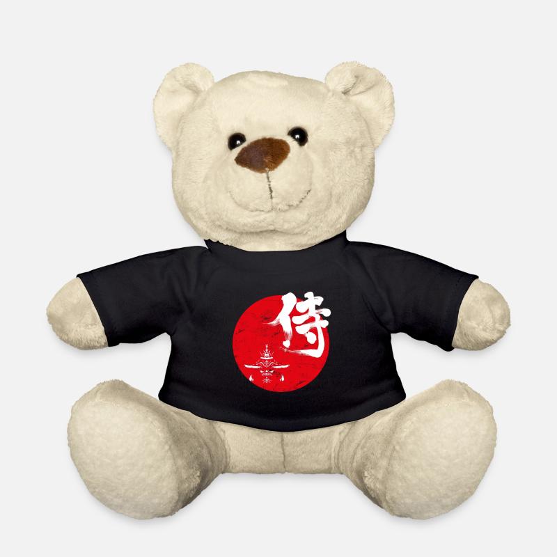 Samurai Japanese character - Teddy Bear - black