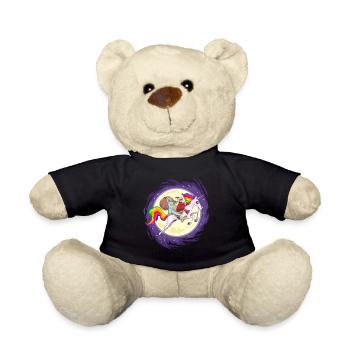 Fun Sasquatch Santa Riding With Unicorn - Teddy Bear - black - Front