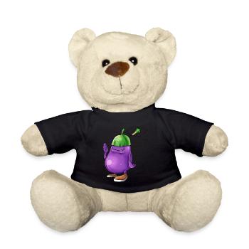 Eggplant leek gift Vegetable vegan carrot - Teddy Bear - black - Front