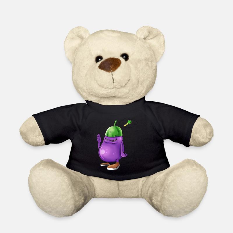 Aubergine Lauch Geschenk Gemüse Veganer Karotte - Teddy - Schwarz