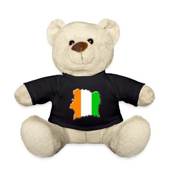 Ivory Coast flag map - Teddy Bear - black - Front