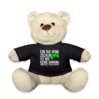 A day without gambling | Gamer gaming gamer - Teddy Bear - black - Front