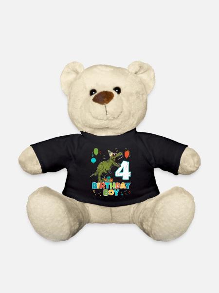 4-jährige Kindergeburtstags-Jungen-Party T Rex Dinosaurier - Teddy - Schwarz