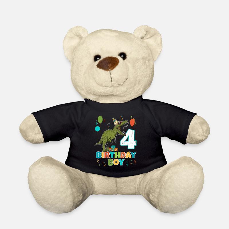 4-jährige Kindergeburtstags-Jungen-Party T Rex Dinosaurier - Teddy - Schwarz