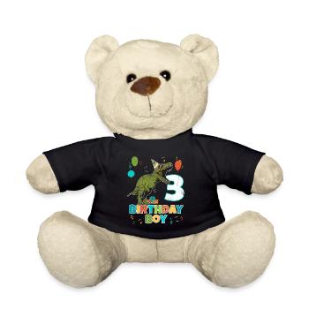 3 ans, fête d'anniversaire pour enfants, garçon, dinosaure Rex - Nounours - noir - Devant