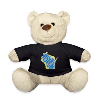 Wisconsin State Map USA State T-shirts - Teddy Bear - black - Front