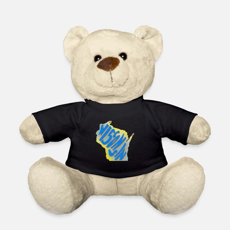Wisconsin State Map USA-Bundesstaat-T-Shirts - Teddy - Schwarz