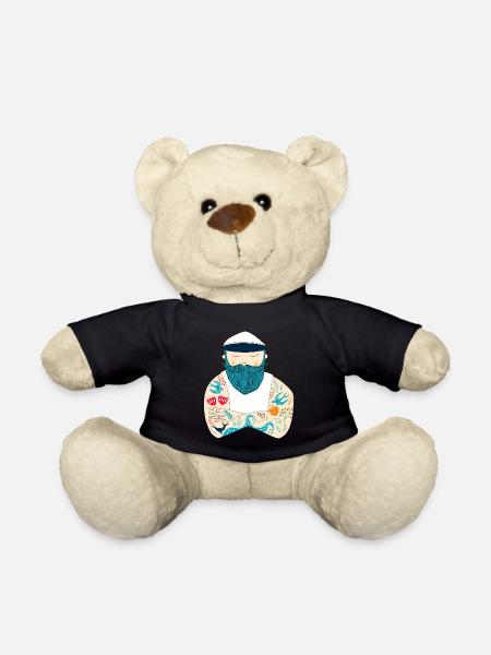 Tattooed, bearded, Scandinavian sailor - Teddy Bear - black