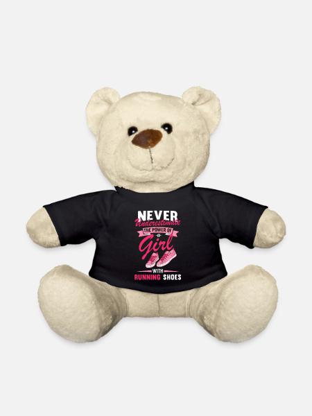 Gift for runner A Girl with Running Shoes - Teddy Bear - black