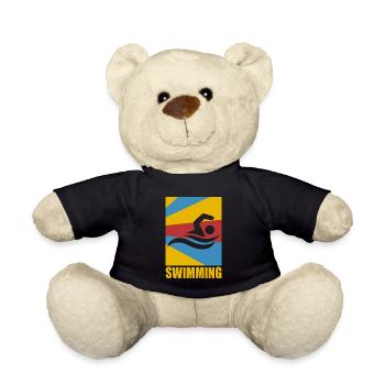 Schwimmen Vintage Schwimmer Tauchen Retro Geschenk - Teddy - Schwarz - Vorne
