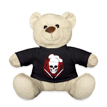 cook chef kitchen skull gift knife funny - Teddy Bear - black - Front