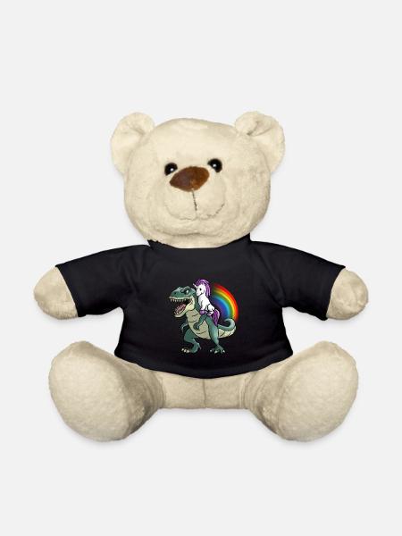 Einhorn reitet auf T-Rex Regenbogen Geschenk - Teddy - Schwarz