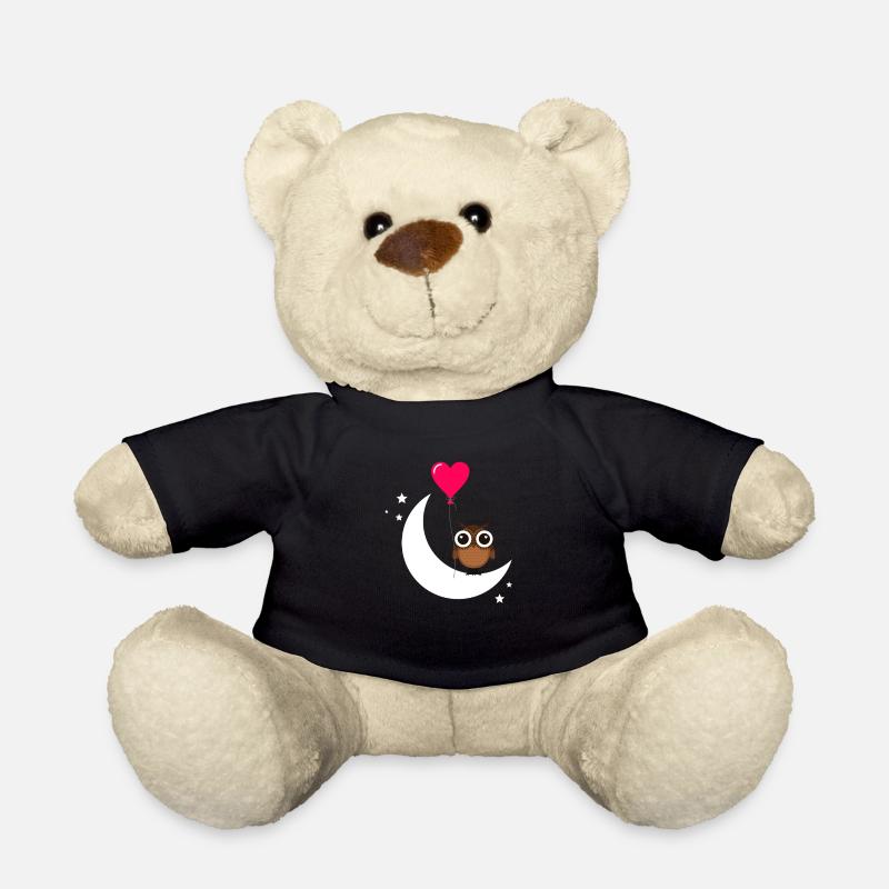 Eule auf Halb Mond mit Herz Luftballon Ballon - Teddy - Schwarz