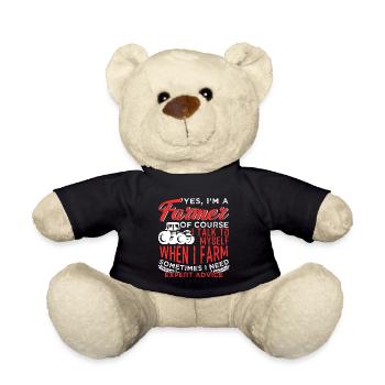 Yes I Am A Farmer Tractor Funny Quotes - Teddy Bear - black - Front