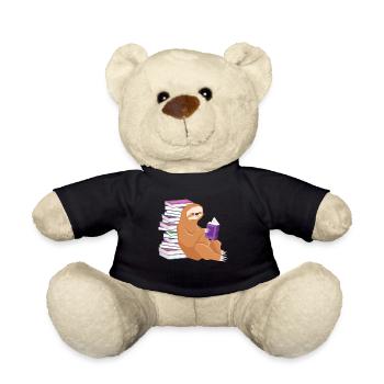 Faultier Faulenzen Lesen Leseratte Buch Student - Teddy - Schwarz - Vorne