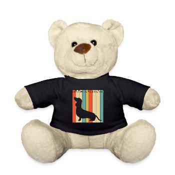 Retro Dachshund Wiener Sausage Dog - Teddy Bear - black - Front
