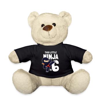 This Little Ninja Is 6 Birthday Birthday Six - Teddy Bear - black - Front
