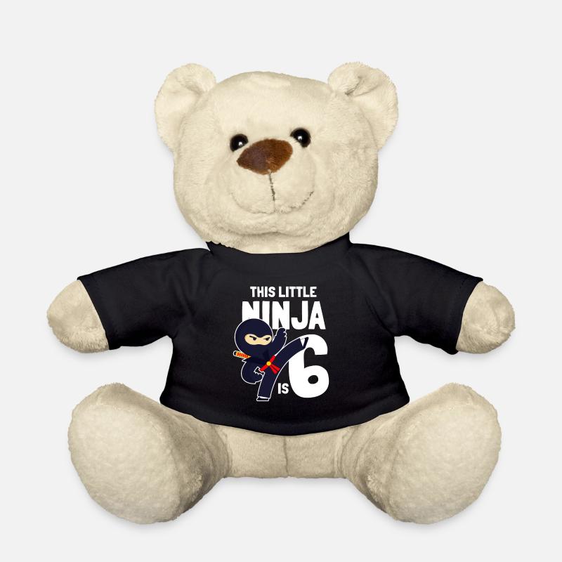 This Little Ninja Is 6 Geburtstag Birthday Six - Teddy - Schwarz