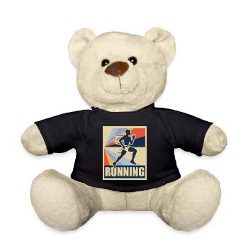 Running Retro Running Runner Sport Gift - Teddy Bear - black - Front