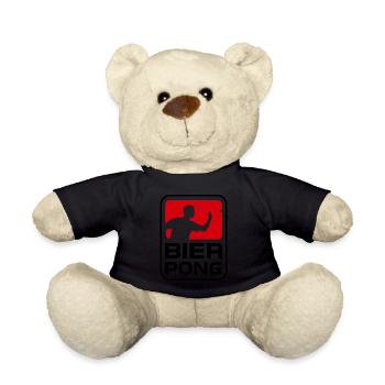 Bier Pong Fussball Alkohol Lustig Geschenk - Teddy - Schwarz - Vorne