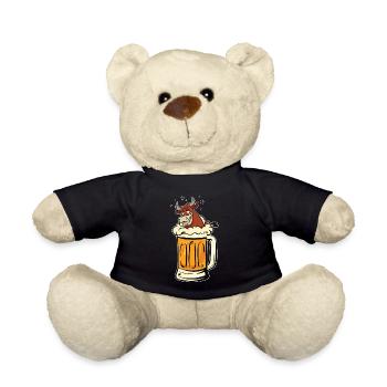 Bier Alkohol Kuh Bulle Viehzucht Lustig Geschenk - Teddy - Schwarz - Vorne