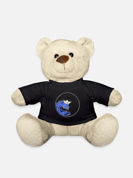 Origami Boat - Origami Ship - Teddy Bear - black